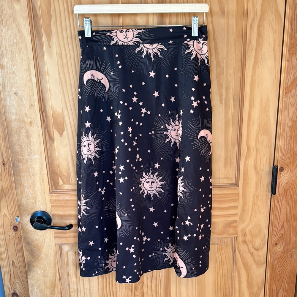 Black and Pink Celestial Print Skirt